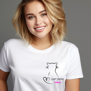 CAT MOM, Name personalisierbar, versch. Farben - Ladies Premium Shirt