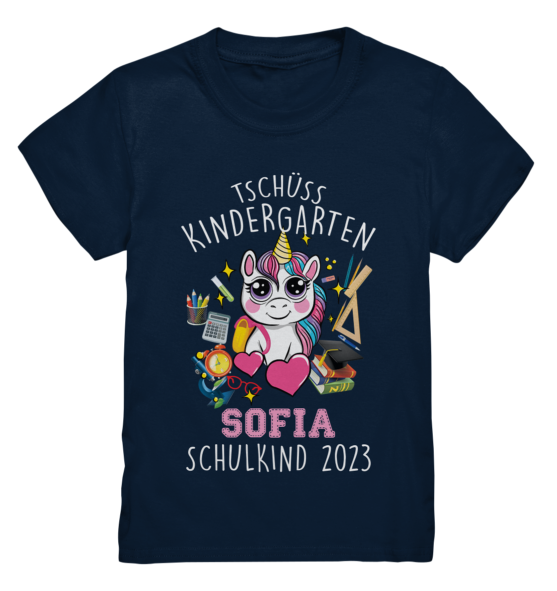 Unicorn Schulkind 2023 personalisiertes Kindershirt