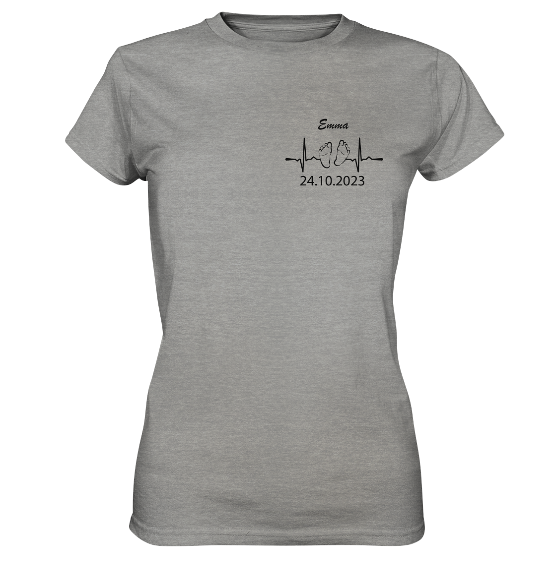 Herzschlag Füsschen, Name und Datum personalisierbar - Ladies Premium Shirt