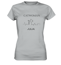 Load image into Gallery viewer, Catwoman, T-Shirt, Name personalisierbar, versch. Farben - Ladies Premium Shirt