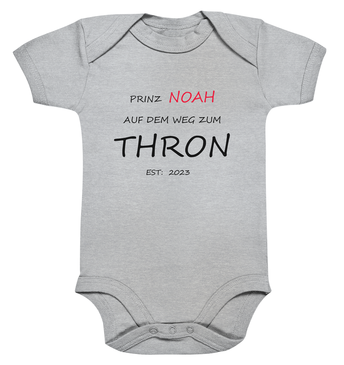 Prinz (Name)  auf dem Weg zum Thron, Datum und Name personalisierbar - Organic Baby Bodysuite