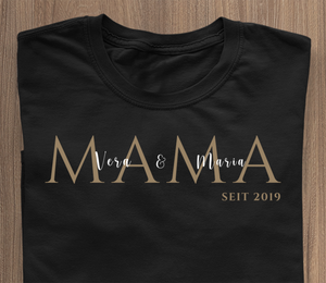 MAMA since... T-shirt black with golden lettering - personalisable