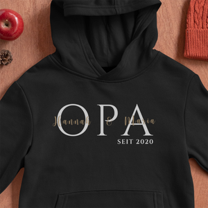 OPA since... Hoodie black - name personalisable