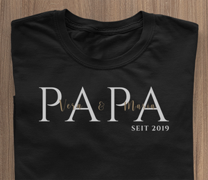 PAPA since... T-Shirt black - name personalisable