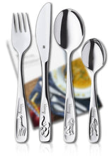 Load image into Gallery viewer, WMF children&#39;s cutlery set with engraved animals, 4 pieces