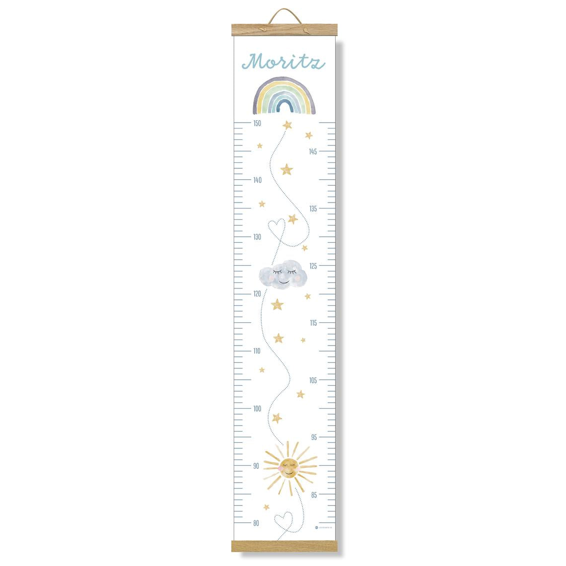 Personalized height chart with wooden strips for boys