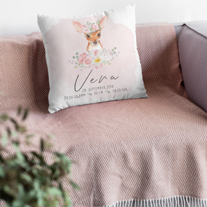 Personalized birth pillow deer in boho style