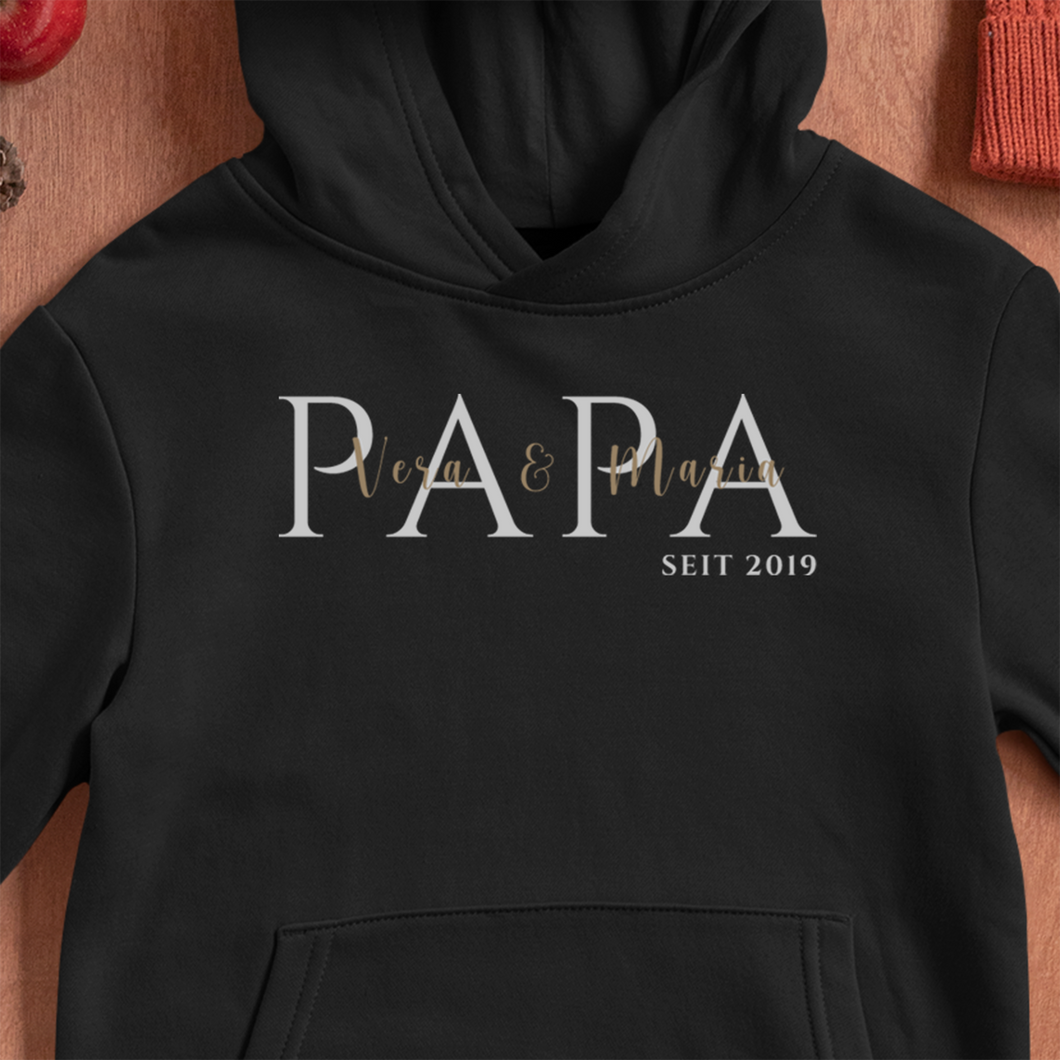 PAPA since... Hoodie black - name personalisable